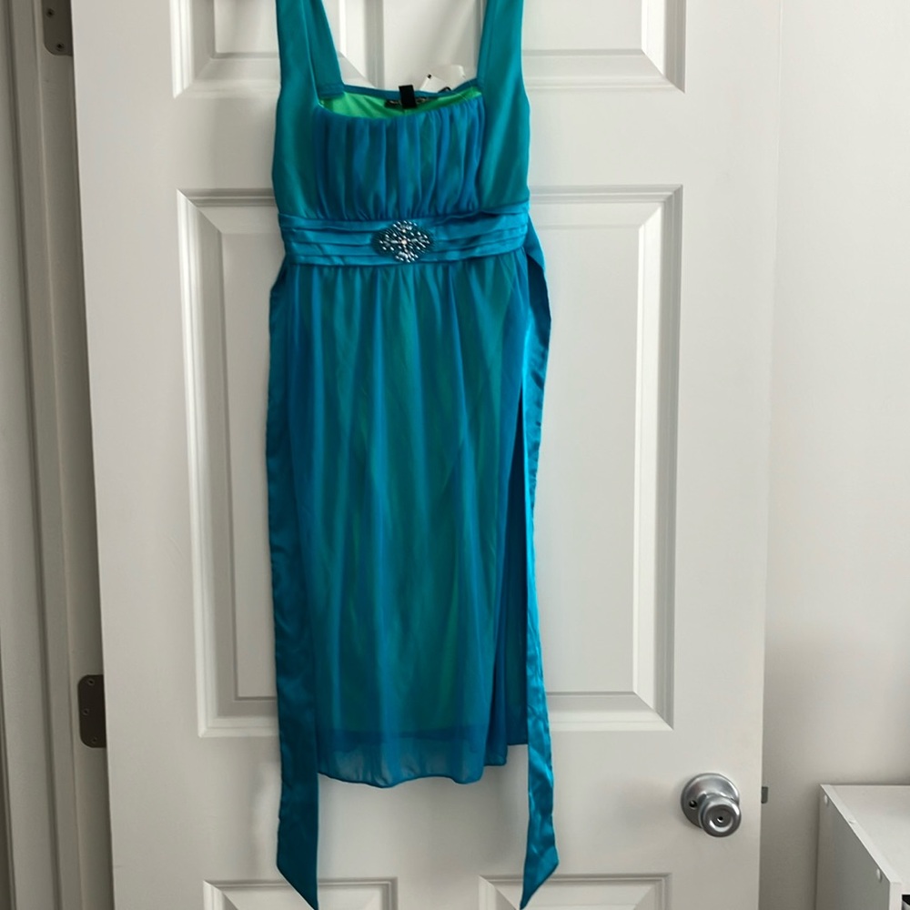 City Triangles Teal High Low Dress
